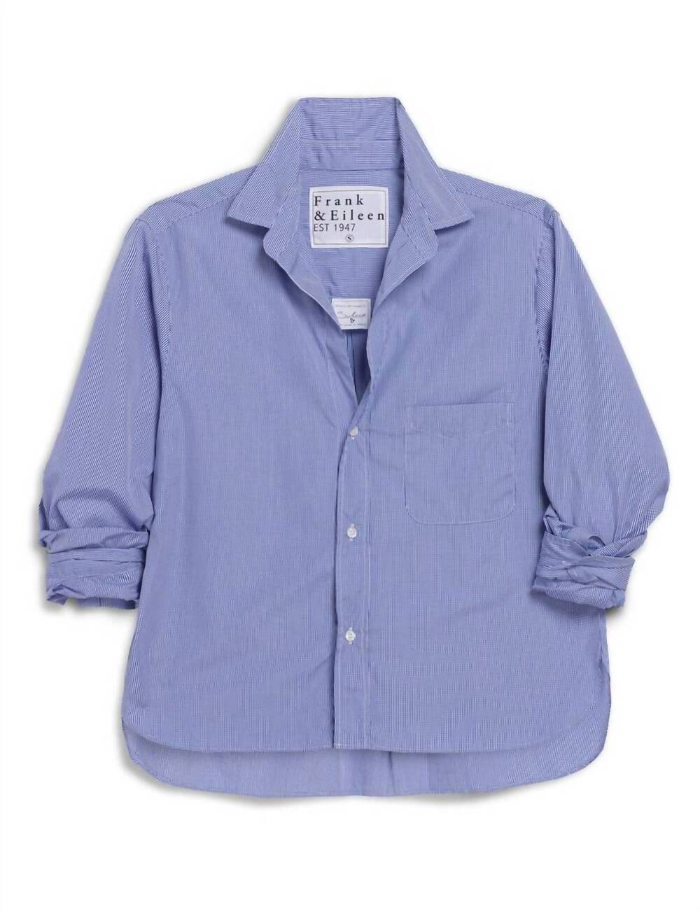 NEW FRANK & EILEEN women's silvo shirt in mini blue check
